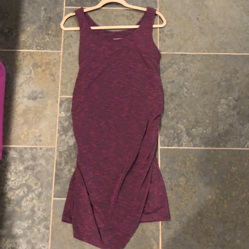 Purple/gray cotton maternity sleeveless dress